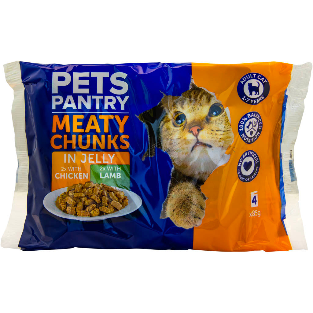 Hilife Pets Meaty Chunks In Jelly Cat Pouch (4x75g( 340g Hilife Pets Meaty Chunks In Jelly Cat Pouch (4x75g( 340g